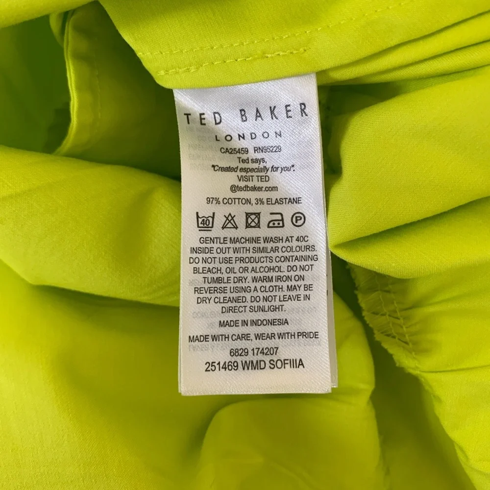 Ted Baker Sofia Ruffle Mini Dress Bright Green Size 4 - Picture 15 of 16